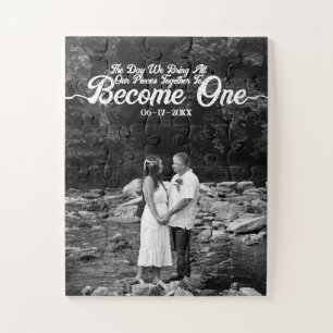 Aangepaste foto Eenheid Bruiloft Zwart & Wit Legpuzzel