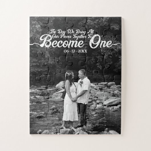 Aangepaste foto Eenheid Bruiloft Zwart & Wit Legpuzzel (Verticaal)