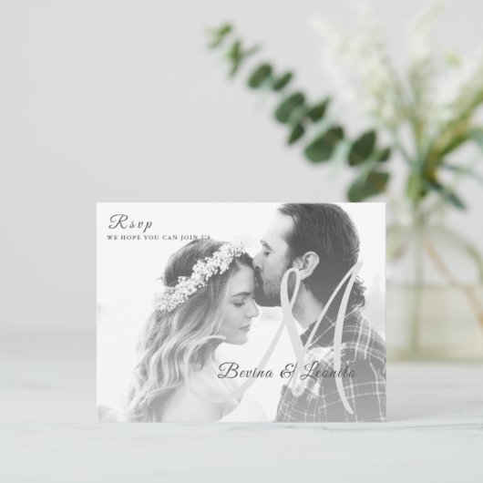 Aangepaste foto Eenvoudig elegant script huwelijk Briefkaart (Staand voorkant)