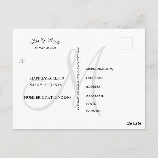 Aangepaste foto Eenvoudig elegant script huwelijk Briefkaart (Achterkant)