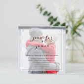 Aangepaste foto Eenvoudig elegant script huwelijk Kaart (Staand voorkant)