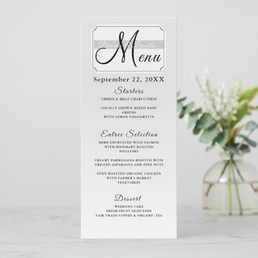 Aangepaste foto Eenvoudig elegant script moderne b Menu (Staand voorkant)