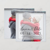 Aangepaste foto eenvoudig elegante script save the kaart (Voorkant / Achterkant)