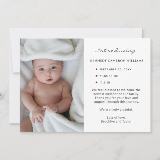 Aangepaste foto Eenvoudig Hallo Baby pasgeboren ge Aankondiging (Voorkant)