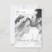 Aangepaste foto Eenvoudig legant script verticaal RSVP Kaartje (Achterkant)