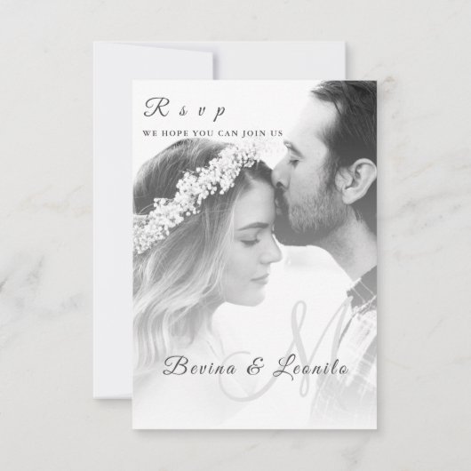 Aangepaste foto Eenvoudig legant script verticaal RSVP Kaartje (Achterkant)