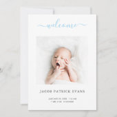 Aangepaste foto Eenvoudig modern script geboorteno Aankondiging (Voorkant)