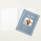 Aangepaste foto Eenvoudig Stusty Blue & White Wedd Planner (Display)