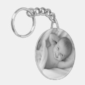 Aangepaste foto eenvoudig zwart-wit sleutelhanger (Voorkant Links)