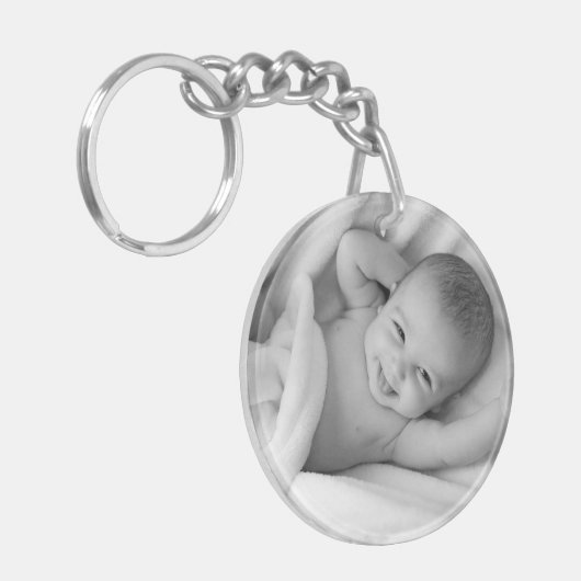 Aangepaste foto eenvoudig zwart-wit sleutelhanger (Voorkant Links)