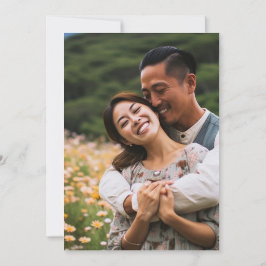 Aangepaste foto Eenvoudige chique minimale bruilof Kaart (Achterkant)