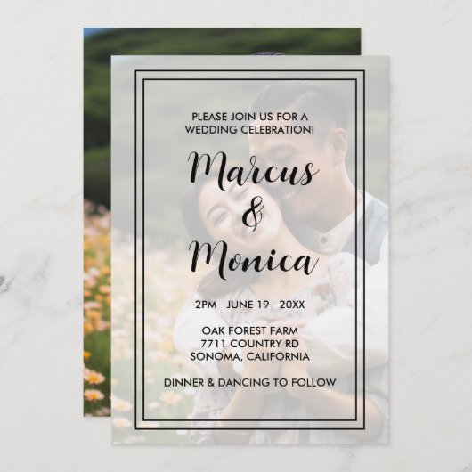 Aangepaste foto Eenvoudige chique minimale bruilof Kaart (Voorkant / Achterkant)