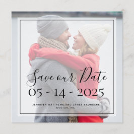 Aangepaste foto Eenvoudige Elegante Script Bewaar Kaart