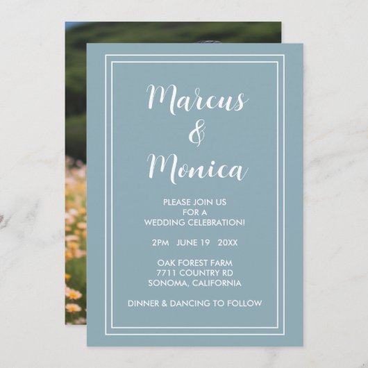 Aangepaste foto Eenvoudige minimale zoete bruiloft Kaart (Voorkant / Achterkant)