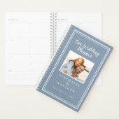 Aangepaste foto eenvoudige stoffige blauwe witte c planner (Display)