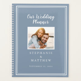Aangepaste foto eenvoudige vuilblauwe & witte brui planner