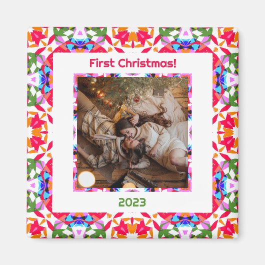Aangepaste foto eerste kerst pasgetrouwden nieuw h magneet (Voorkant)
