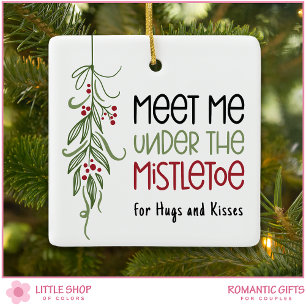 Aangepaste foto Eerste kerst samen met mistletoe Keramisch Ornament