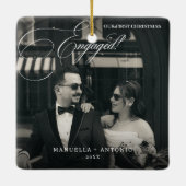 Aangepaste foto Eerste kerst verloofd Keramisch Ornament (Achterkant)