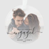 Aangepaste foto Eerste kerst verloofd Zwarte scrip Ornament (voorkant)