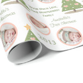 Aangepaste foto eerste kerstboom Roze hart Cadeaupapier (Rol Hoek)