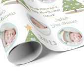 Aangepaste foto eerste kerstboomblauw hart cadeaupapier (Rol Hoek)