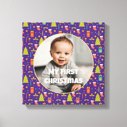 Aangepaste foto eerste kerstcadeaus voor dochter canvas afdruk (Voorkant)