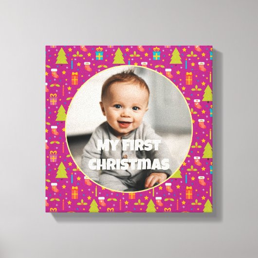 Aangepaste foto eerste kerstcadeaus voor dochter canvas afdruk (Voorkant)