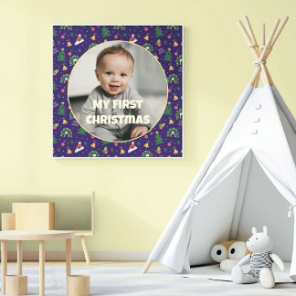Aangepaste foto eerste kerstcadeaus voor dochter canvas afdruk