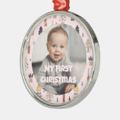 Aangepaste foto eerste kerstcadeaus voor dochter metalen ornament (Links)