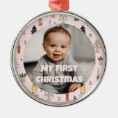 Aangepaste foto eerste kerstcadeaus voor dochter metalen ornament (Voorkant)