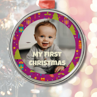 Aangepaste foto eerste kerstcadeaus voor dochter metalen ornament