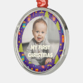 Aangepaste foto eerste kerstcadeaus voor dochter metalen ornament (Links)