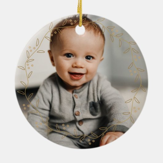 Aangepaste foto Eerste Kerstmis als grootouders 20 Keramisch Ornament (Achterkant)