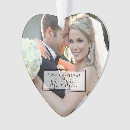 Aangepaste foto Eerste Kerstmis als Mr en Mrs Hear Ornament (voorkant)