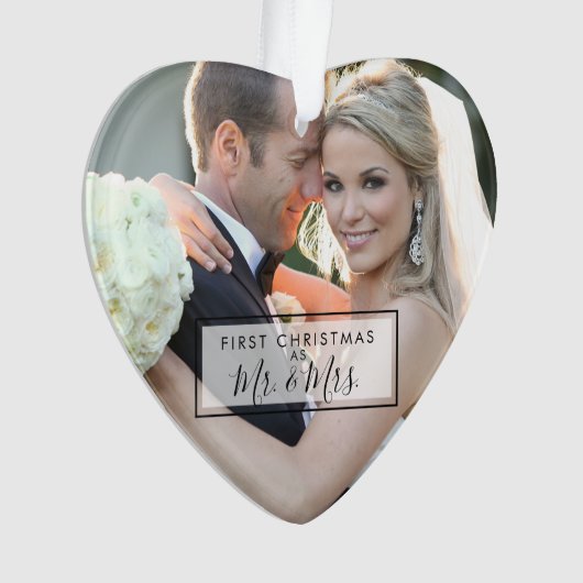 Aangepaste foto Eerste Kerstmis als Mr en Mrs Hear Ornament (voorkant)