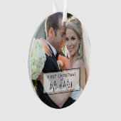Aangepaste foto Eerste Kerstmis als Mr en Mrs. Ornament (voorkant)