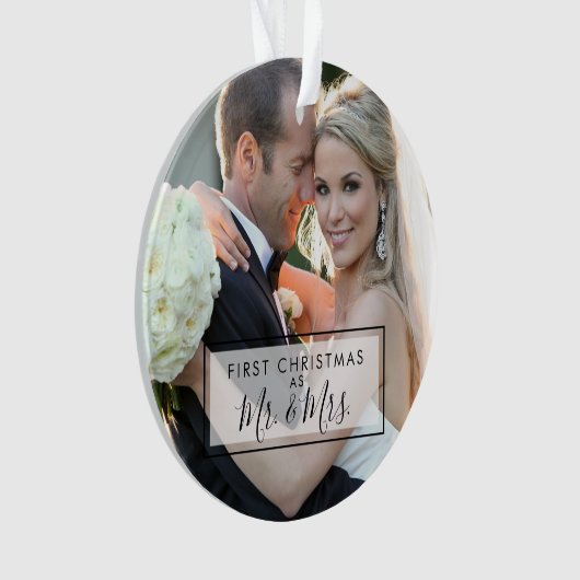 Aangepaste foto Eerste Kerstmis als Mr en Mrs. Ornament (voorkant)