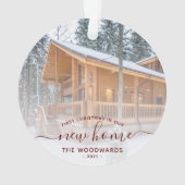 Aangepaste foto Eerste Kerstmis Nieuw Home Red Scr Ornament (achterkant)