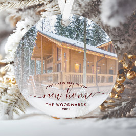 Aangepaste foto Eerste Kerstmis Nieuw Home Red Scr Ornament