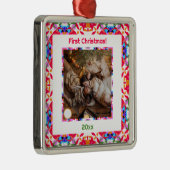 Aangepaste foto Eerste Kerstmis Nieuw Weds Nieuw H Metalen Ornament (Rechts)