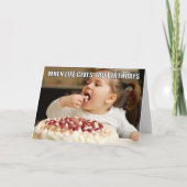 Aangepaste foto Eet Cake Meme Funny Birthday Kaart (Voorkant)