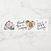 Aangepaste foto Elegant Afstuderen Dank u Waterfles Etiket (Enkel label)