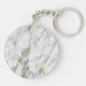 Aangepaste Foto Elegant Blauw Grijs Marmeren Patro Sleutelhanger (Achterkant)