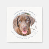 Aangepaste foto Elegant Dusty Blue Pet Dog Weddens Servet (Voorkant)
