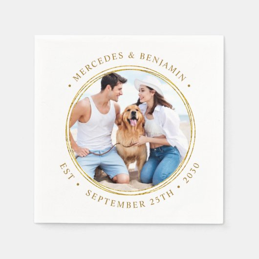 Aangepaste foto Elegant Gold Persoonlijk huwelijk Servet (Voorkant)