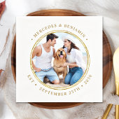 Aangepaste foto Elegant Gold Persoonlijk huwelijk Servet