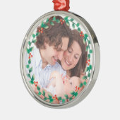 Aangepaste foto Elegant Holly Wreath Metalen Ornament (Links)
