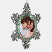 Aangepaste foto Elegant Holly Wreath Tin Sneeuwvlok Ornament (Links)