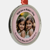 Aangepaste foto Elegant  Moederdag Roze Metalen Ornament (Rechts)